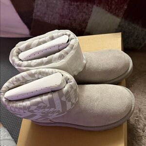 UGG Classic Mini Jersey Stripe Boots in Gray